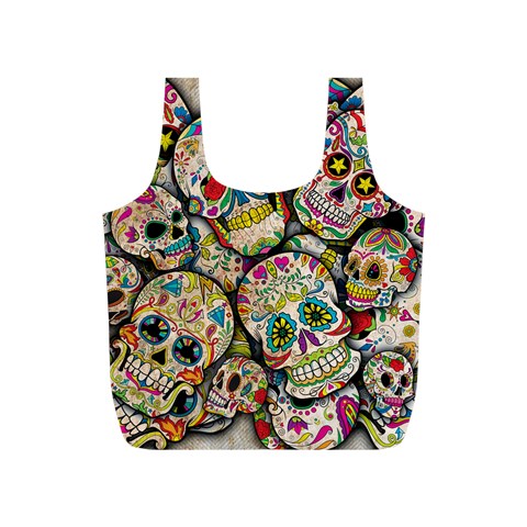 Sugar Skull Collage Full Print Recycle Bag (S) from ArtsNow.com Front