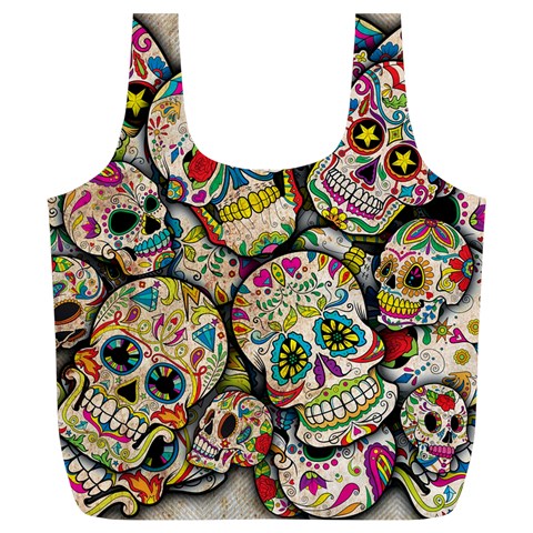 Sugar Skull Collage Full Print Recycle Bag (XL) from ArtsNow.com Front