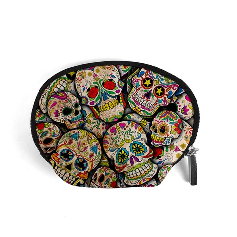 Sugar Skull Collage Accessory Pouch (Small) from ArtsNow.com Front