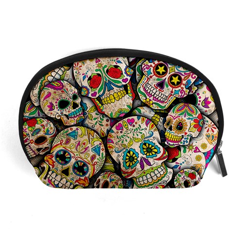 Sugar Skull Collage Accessory Pouch (Large) from ArtsNow.com Front