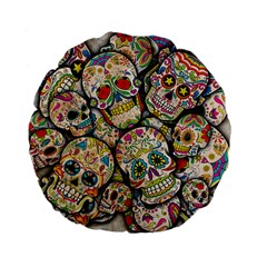 Sugar Skull Collage 15  Premium Flano Round Cushion  from ArtsNow.com Front