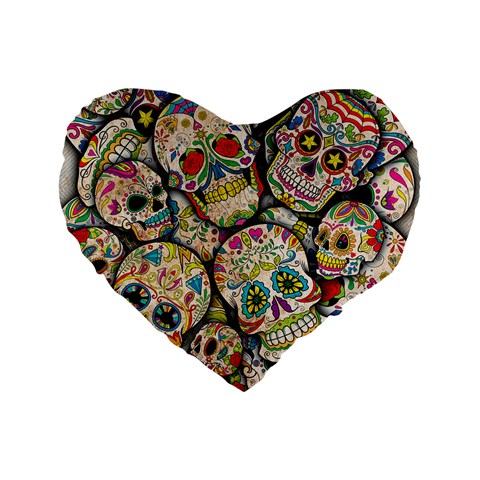 Sugar Skull Collage 16  Premium Flano Heart Shape Cushion  from ArtsNow.com Front