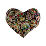 Sugar Skull Collage 16  Premium Flano Heart Shape Cushion 