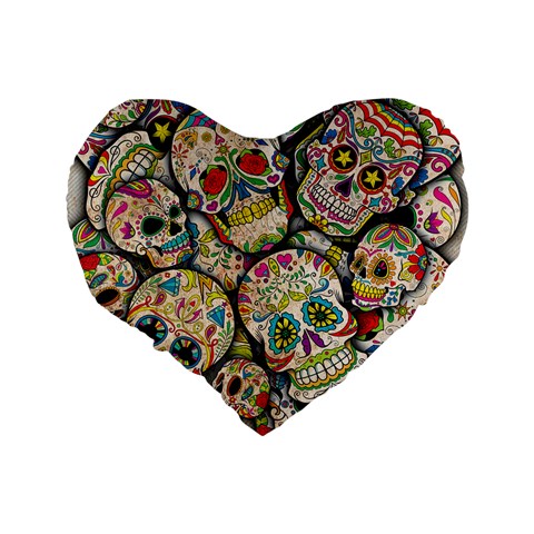 Sugar Skull Collage 16  Premium Flano Heart Shape Cushion  from ArtsNow.com Back