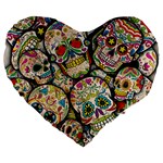 Sugar Skull Collage 19  Premium Flano Heart Shape Cushion