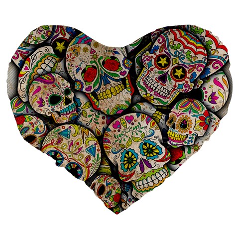 Sugar Skull Collage 19  Premium Flano Heart Shape Cushion from ArtsNow.com Back