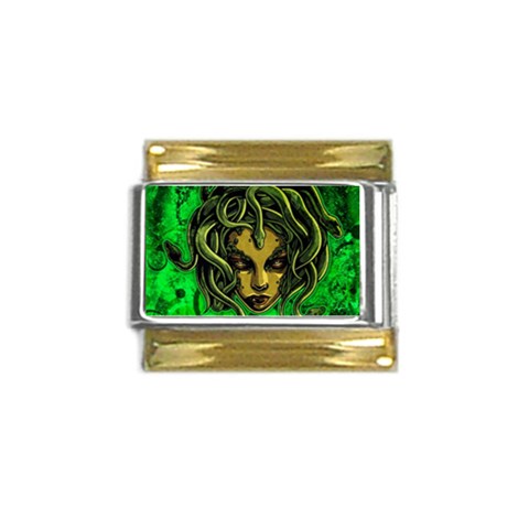 Medusa Gold Trim Italian Charm (9mm) from ArtsNow.com Front