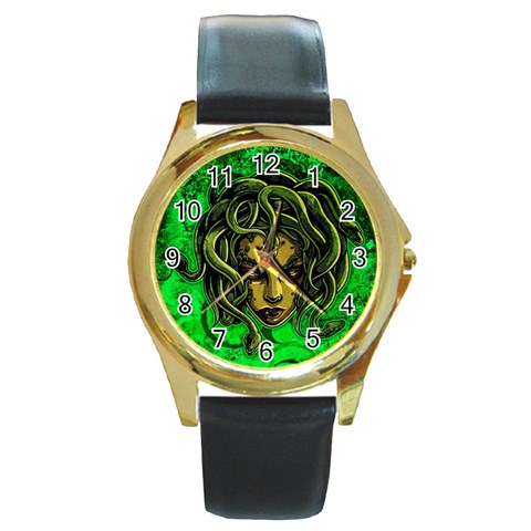 Medusa Round Gold Metal Watch from ArtsNow.com Front