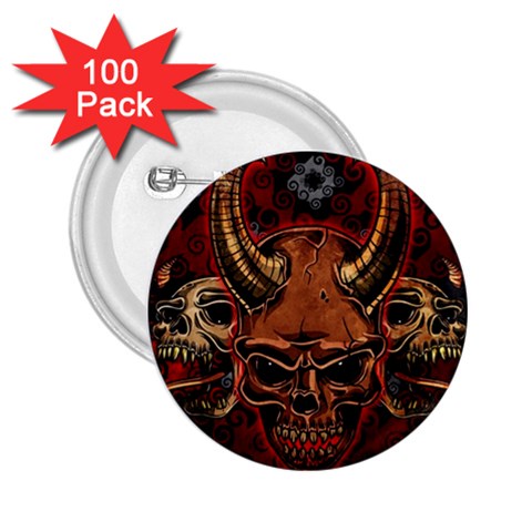 Evil Skulls 2.25  Button (100 pack) from ArtsNow.com Front