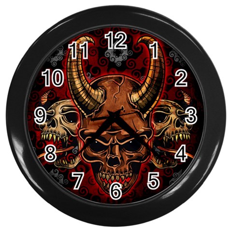 Evil Skulls Wall Clock (Black) from ArtsNow.com Front