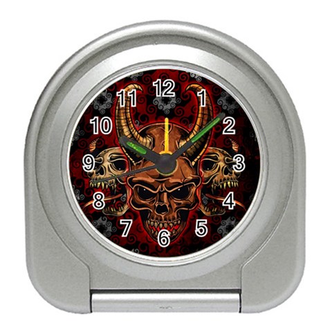 Evil Skulls Travel Alarm Clock from ArtsNow.com Front