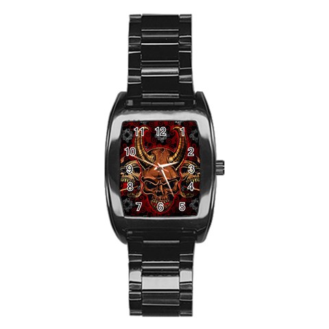 Evil Skulls Men s Stainless Steel Barrel Analog Watch from ArtsNow.com Front