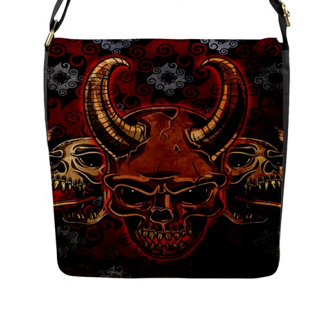 Evil Skulls Flap Closure Messenger Bag (Large) from ArtsNow.com Front