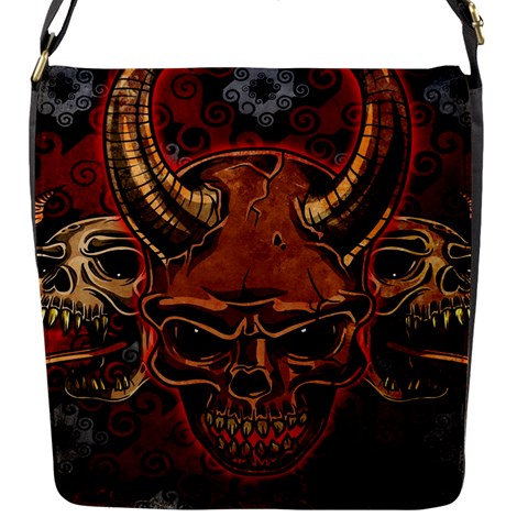 Evil Skulls Flap Closure Messenger Bag (Small) from ArtsNow.com Front