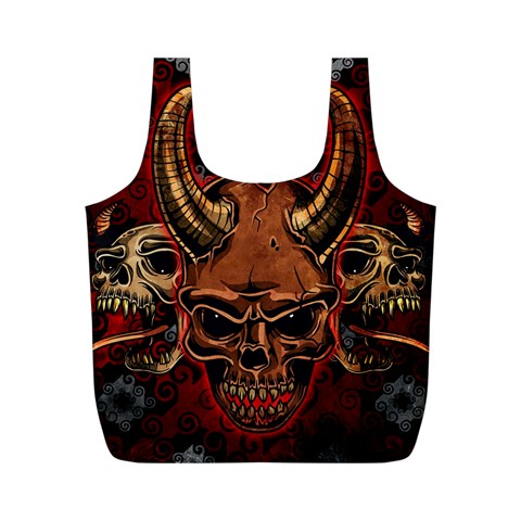 Evil Skulls Full Print Recycle Bag (M) from ArtsNow.com Front