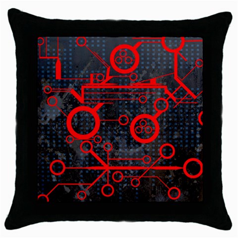 Tech Throw Pillow Case (Black) from ArtsNow.com Front