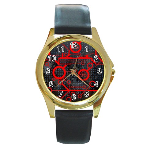 Tech Round Gold Metal Watch from ArtsNow.com Front