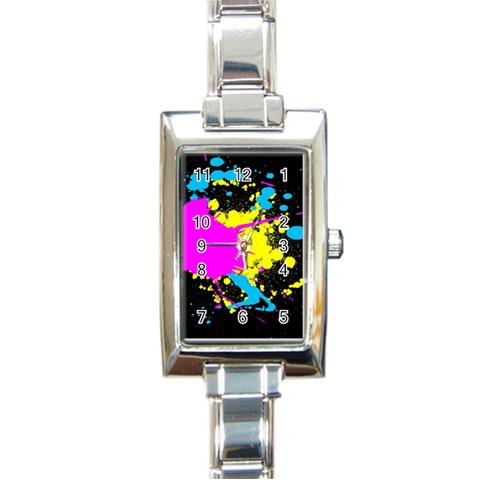 Splatter Rectangular Italian Charm Watch from ArtsNow.com Front