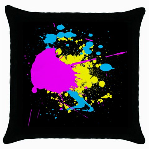 Splatter Throw Pillow Case (Black) from ArtsNow.com Front