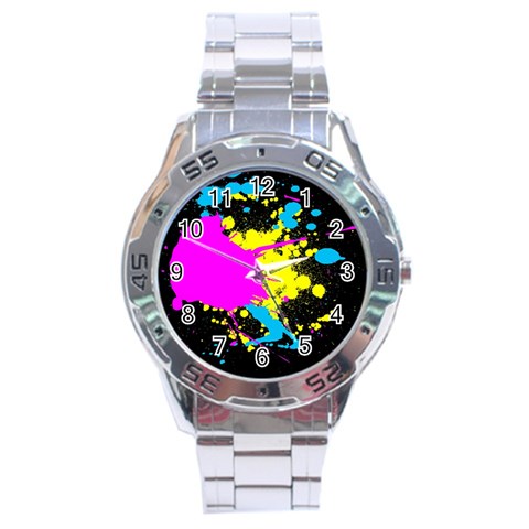 Splatter Stainless Steel Analogue Men’s Watch from ArtsNow.com Front