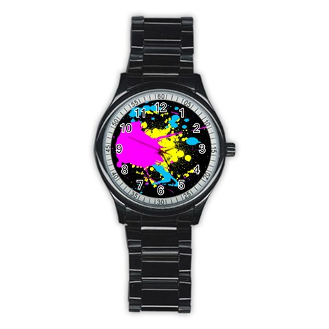 Splatter Men s Stainless Steel Round Dial Analog Watch from ArtsNow.com Front