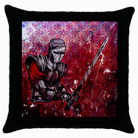 Knight Throw Pillow Case (Black) from ArtsNow.com Front