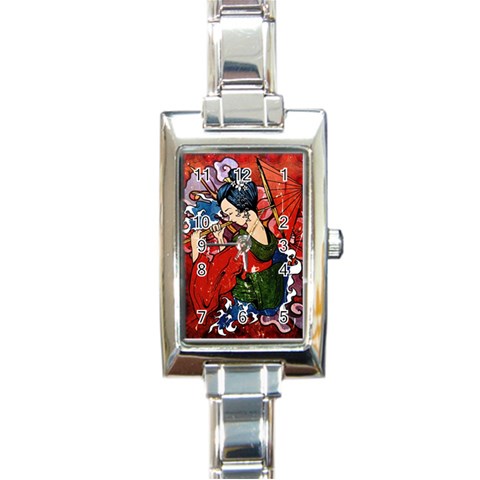 Geisha Rectangular Italian Charm Watch from ArtsNow.com Front