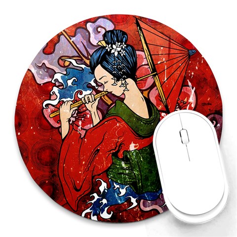 Geisha Round Mousepad from ArtsNow.com Front