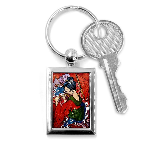 Geisha Key Chain (Rectangle) from ArtsNow.com Front