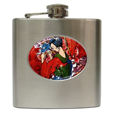 Geisha Hip Flask (6 oz) from ArtsNow.com Front