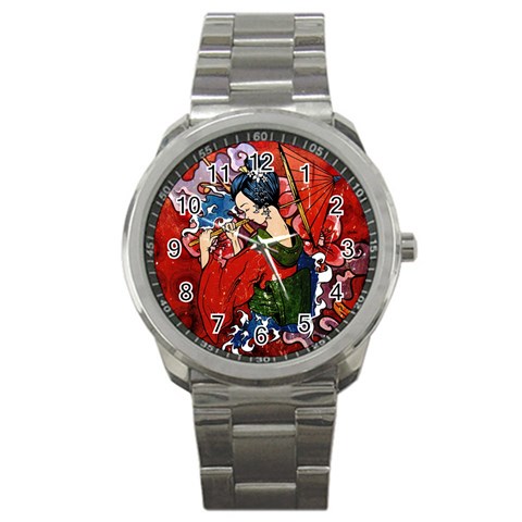 Geisha Sport Metal Watch from ArtsNow.com Front