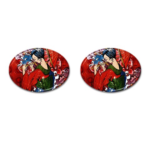 Geisha Cufflinks (Oval) from ArtsNow.com Front(Pair)