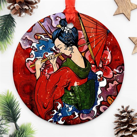 Geisha Round Ornament (Two Sides) from ArtsNow.com Front