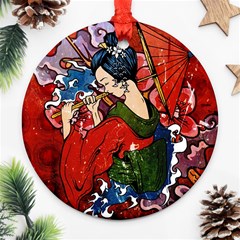 Geisha Round Ornament (Two Sides) from ArtsNow.com Front