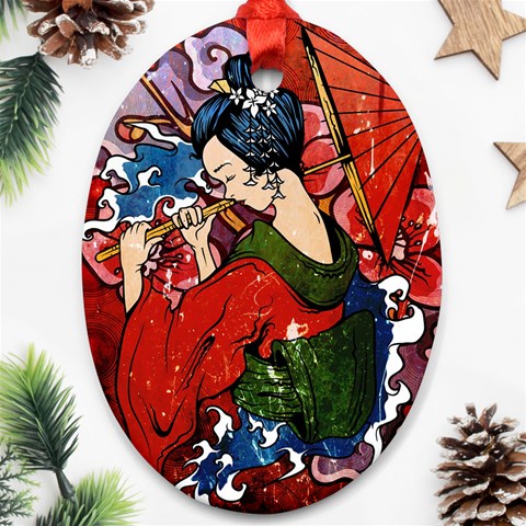 Geisha Oval Ornament (Two Sides) from ArtsNow.com Back