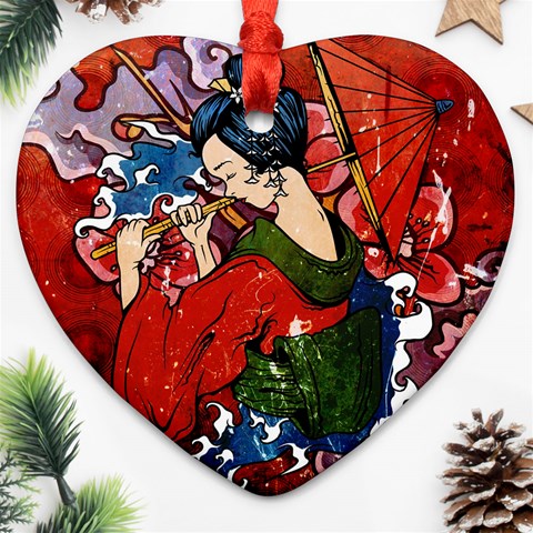 Geisha Heart Ornament (Two Sides) from ArtsNow.com Back