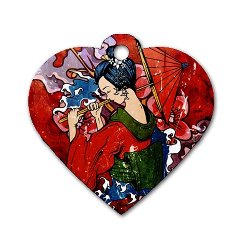 Geisha Dog Tag Heart (Two Sides) from ArtsNow.com Front