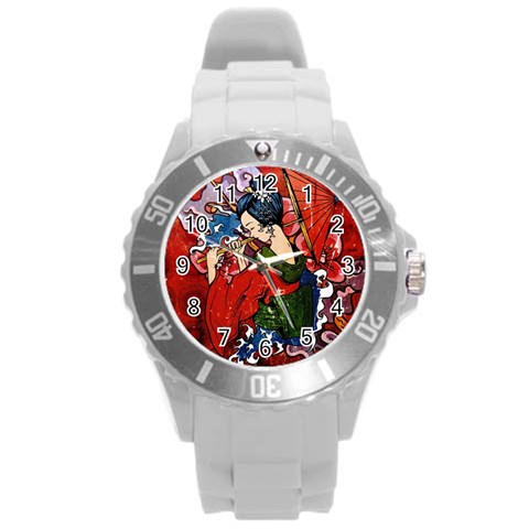 Geisha Round Plastic Sport Watch Large from ArtsNow.com Front