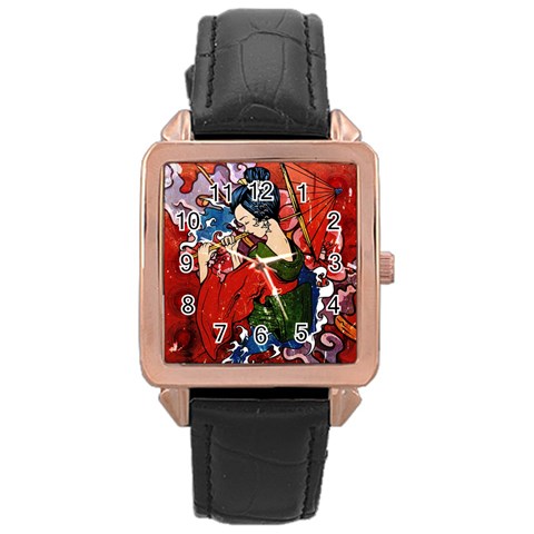 Geisha Rose Gold Leather Watch  from ArtsNow.com Front