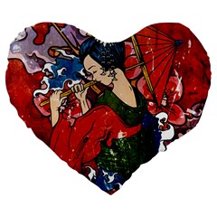 Geisha 19  Premium Flano Heart Shape Cushion from ArtsNow.com Front