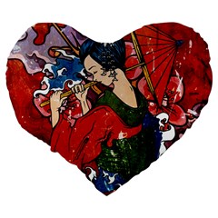 Geisha 19  Premium Flano Heart Shape Cushion from ArtsNow.com Back