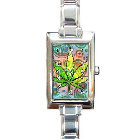 Ganja Rectangular Italian Charm Watch from ArtsNow.com Front