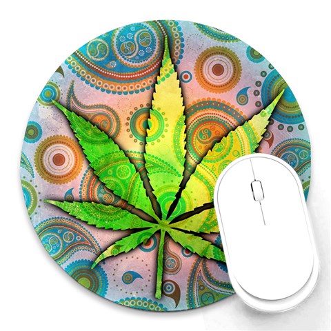 Ganja Round Mousepad from ArtsNow.com Front