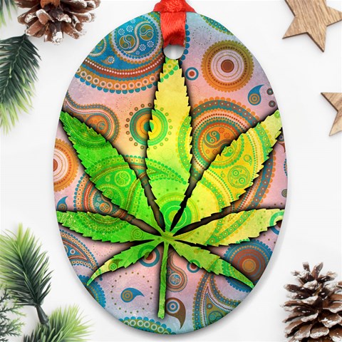 Ganja Ornament (Oval) from ArtsNow.com Front