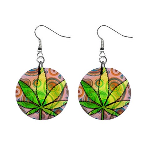 Ganja 1  Button Earrings from ArtsNow.com Front