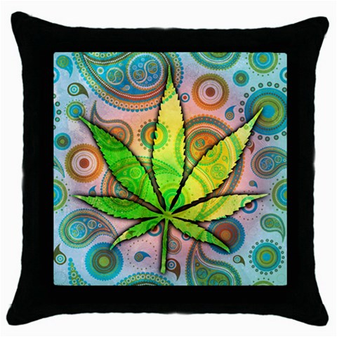 Ganja Throw Pillow Case (Black) from ArtsNow.com Front