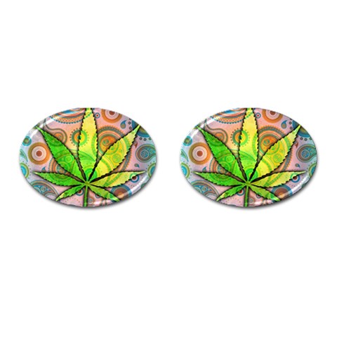 Ganja Cufflinks (Oval) from ArtsNow.com Front(Pair)