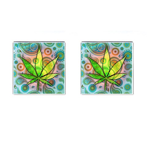 Ganja Cufflinks (Square) from ArtsNow.com Front(Pair)