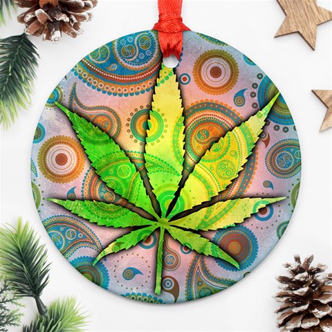 Ganja Round Ornament (Two Sides) from ArtsNow.com Front