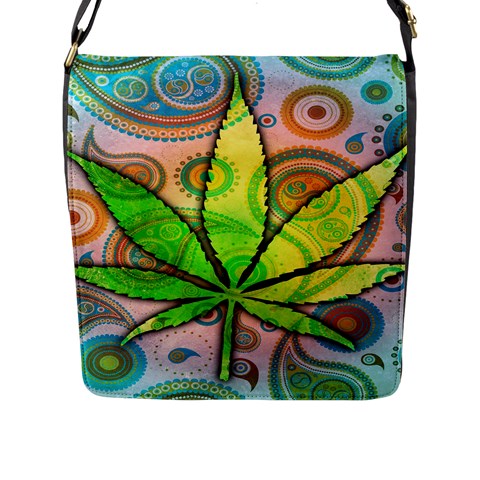 Ganja Flap Closure Messenger Bag (Large) from ArtsNow.com Front